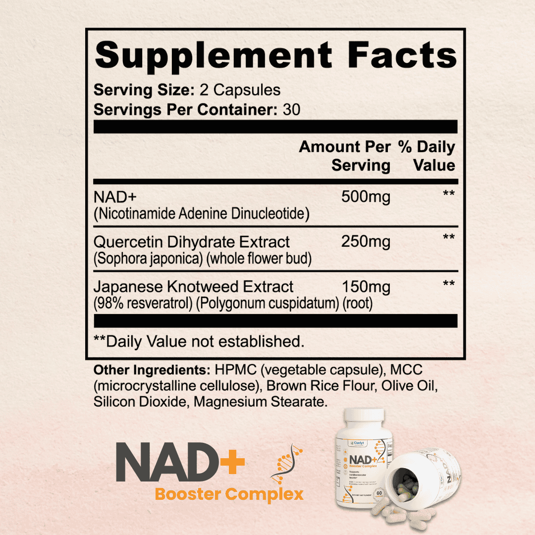 NAD+ Booster Complex Supplement Facts Label